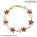 74646 encanto de China 14k chapado en oro pulsera de latón pulsera en forma de flor pulsera popular de aleación